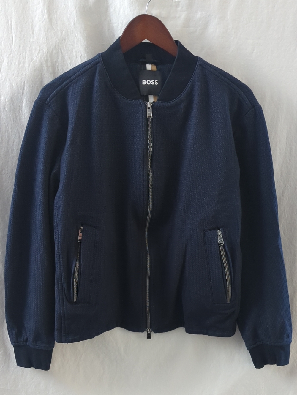 HUGO BOSS Navy Blue C-Hanry-J-BMB-223 Cotton Stretch Slim Fit Zip Jacket 40R M/L